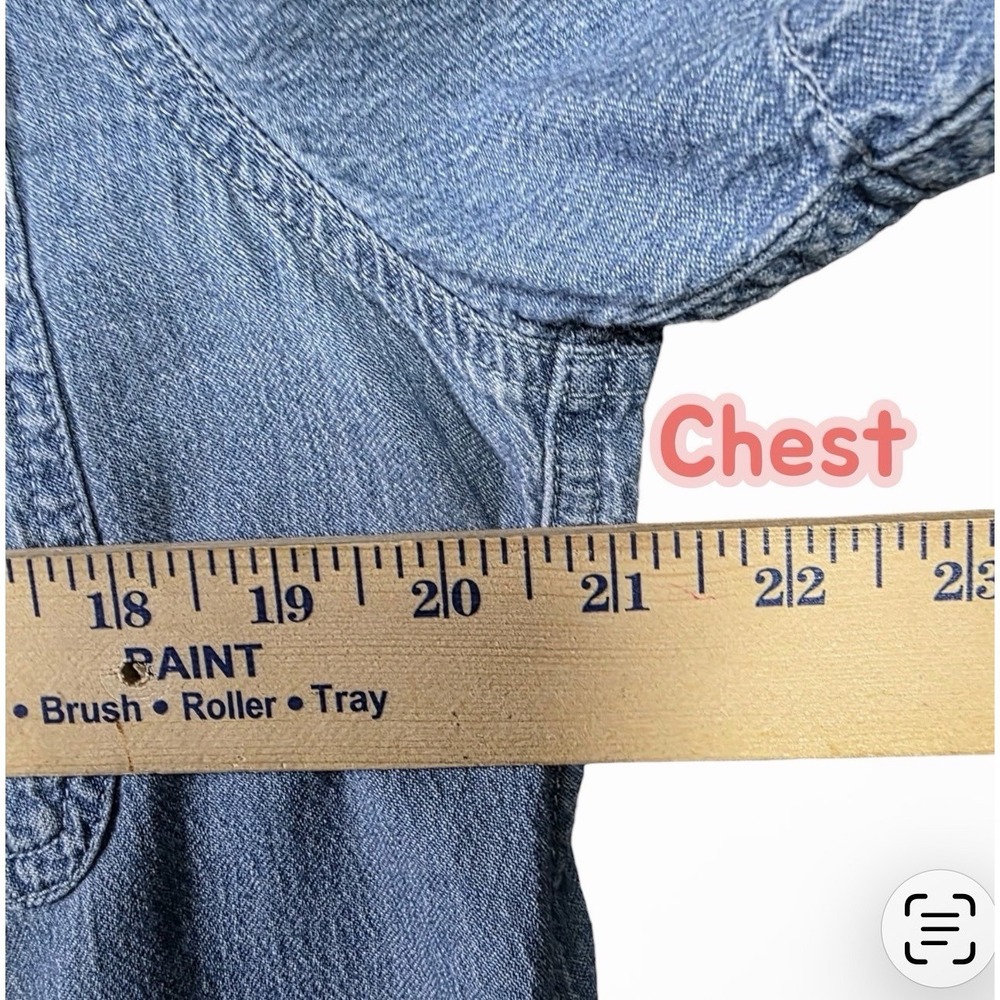 Madewell Light Wash Denim Shirt Womens L Short Sleeve Button Front - Picture 6 of 7